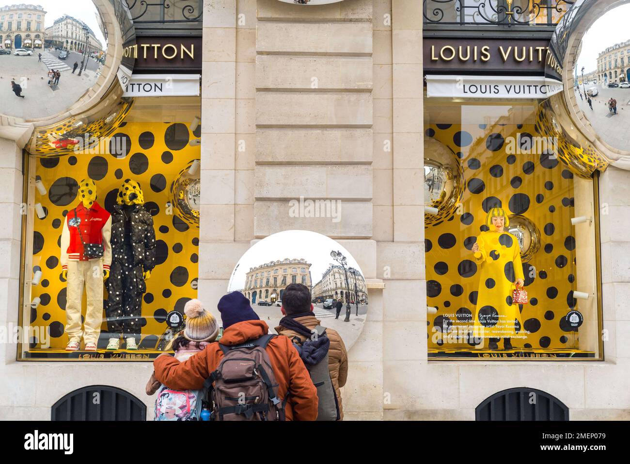 Yayoi Kusama the robot of Louis Vuitton, place Vandome. France, Paris on  January 24, 2023. Louis Vuitton celebrates 2nd collaboration with artist Yayoi  Kusama. Photo by Patricia Huchot-Boissier/ABACAPRESS.COM Stock Photo - Alamy