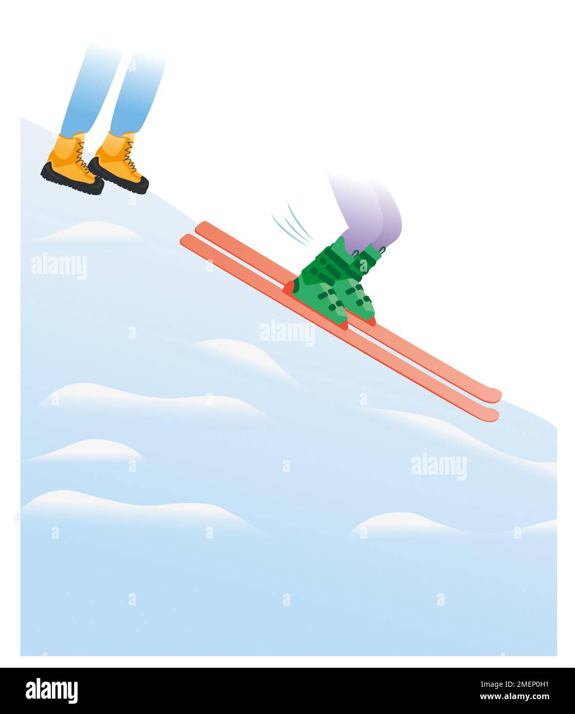 Different types of friction illustrated with slippery skis and snow