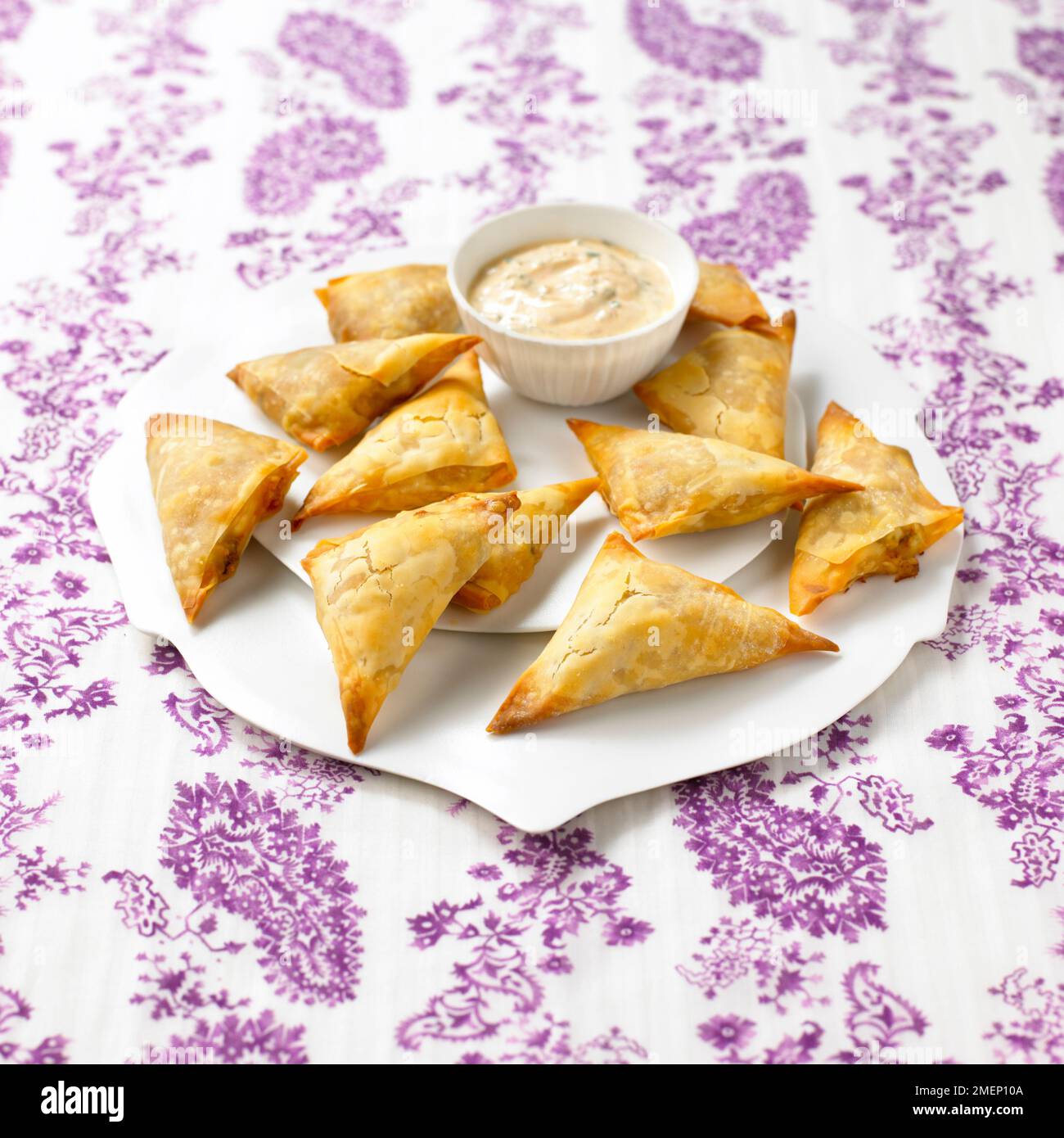 Samosas with dip Stock Photo Alamy