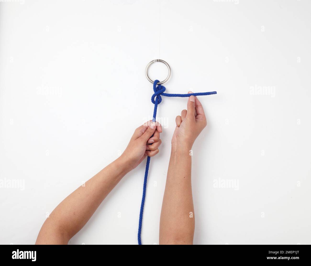 Buntline Hitch, used to attach a rope to an object such as a ring, Step