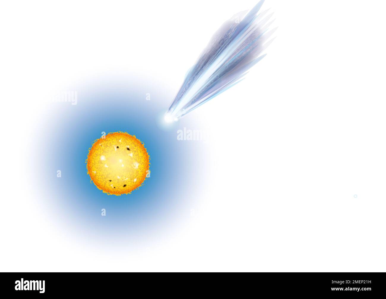 Comet flying towards the sun Stock Photo