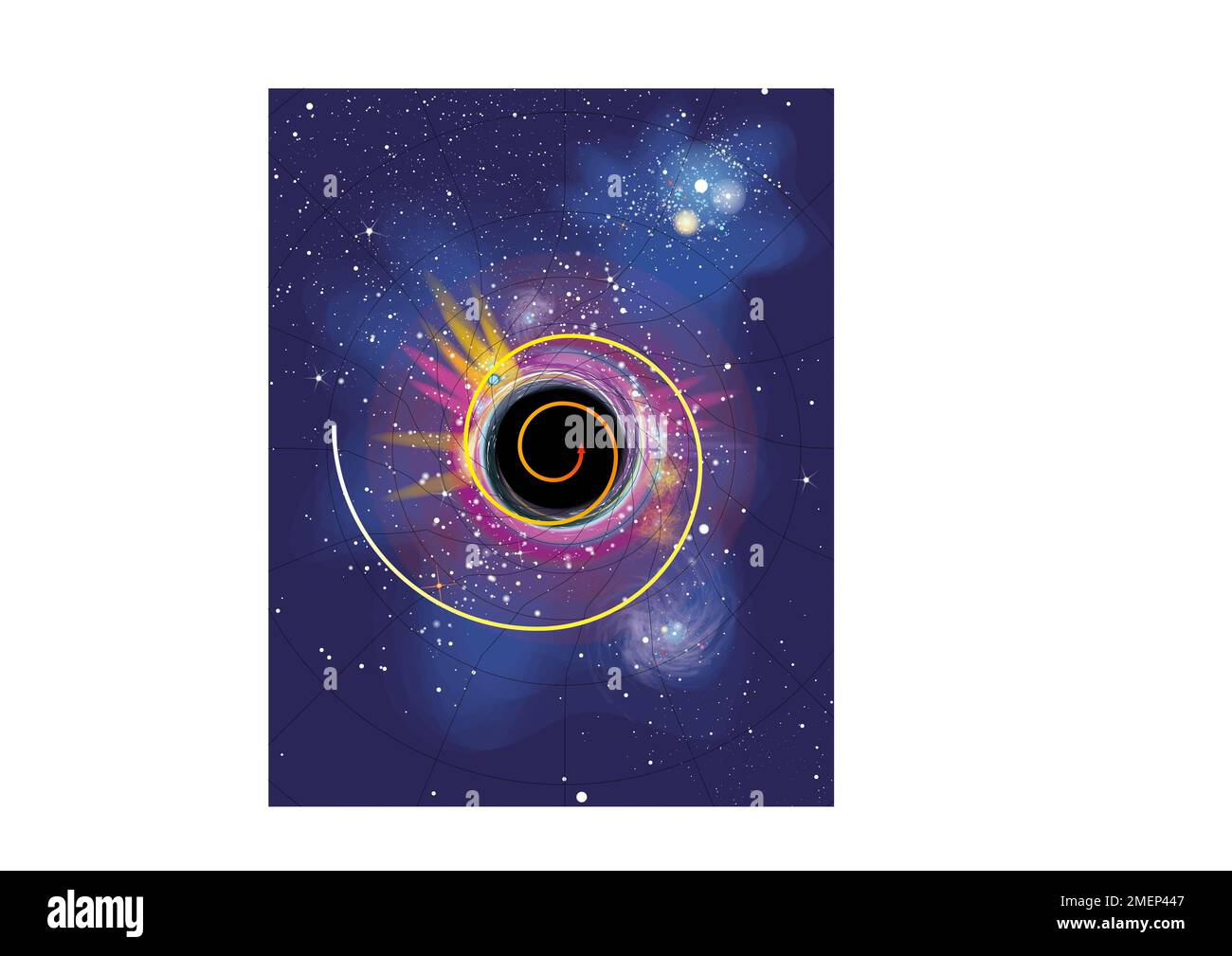 Illustration of a black hole with spirals Stock Photo