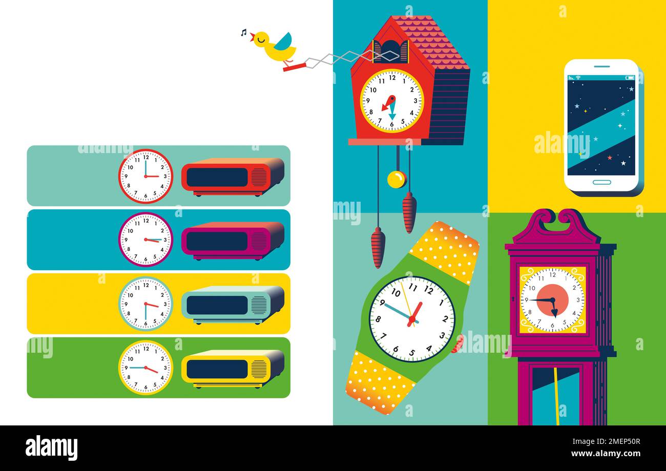 Telling Time Spread artwork for How to Tell the Time Stock Photo Alamy