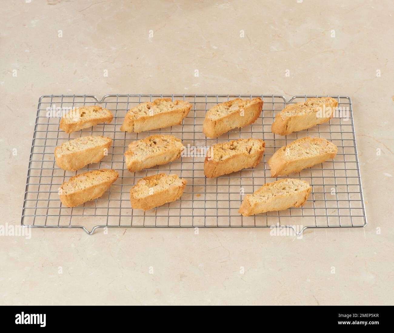Baked Biscotti on wire cooling rack Stock Photo Alamy