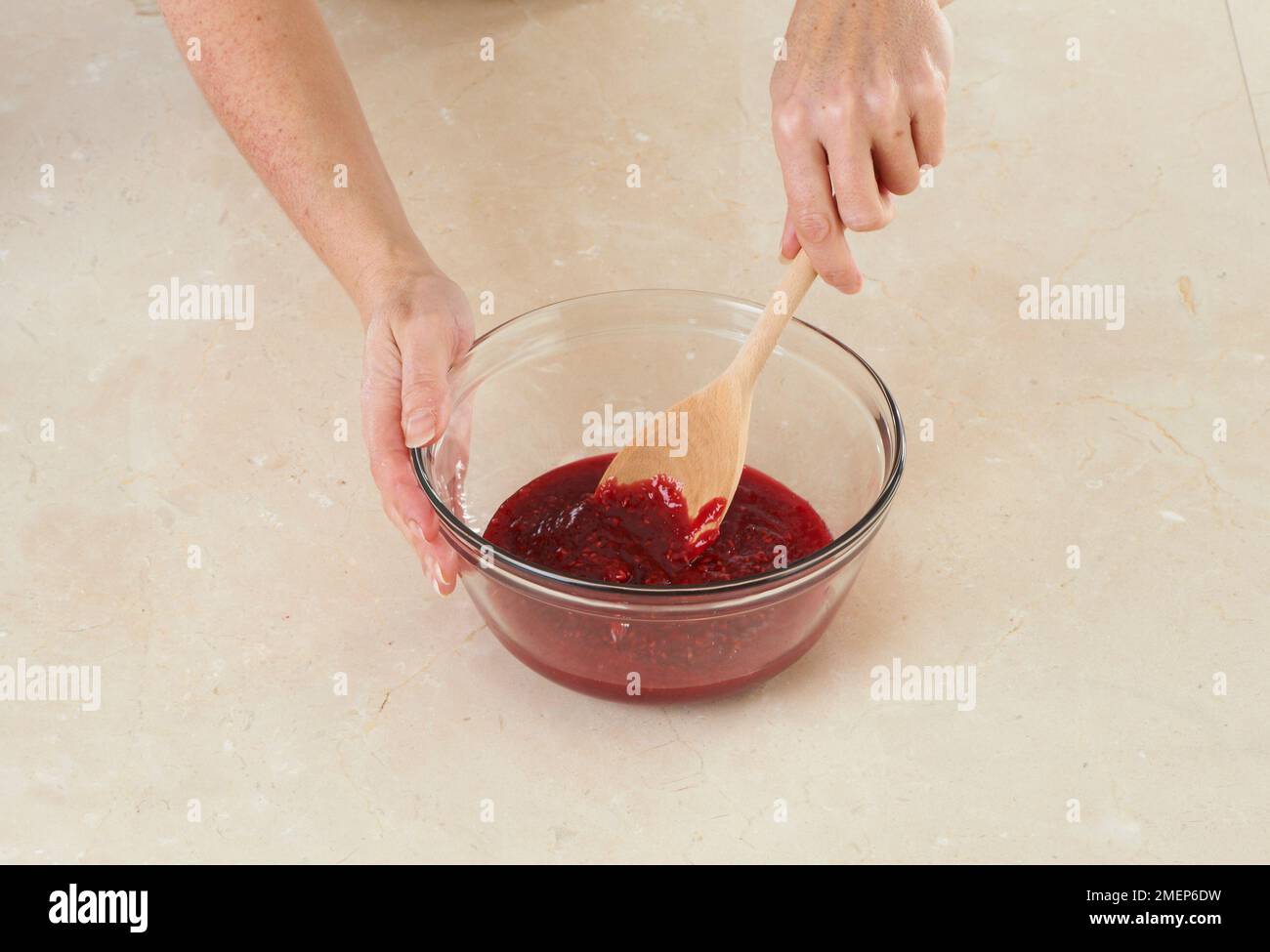 Raspberry filling for Linzertorte tart Stock Photo - Alamy