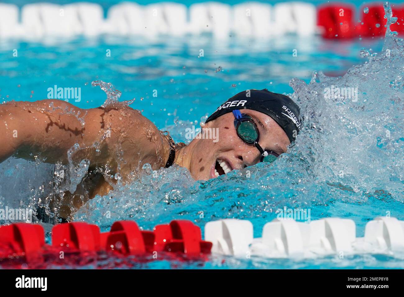 Hali Flickinger competes in the women's 400-meter IM final at the TYR ...