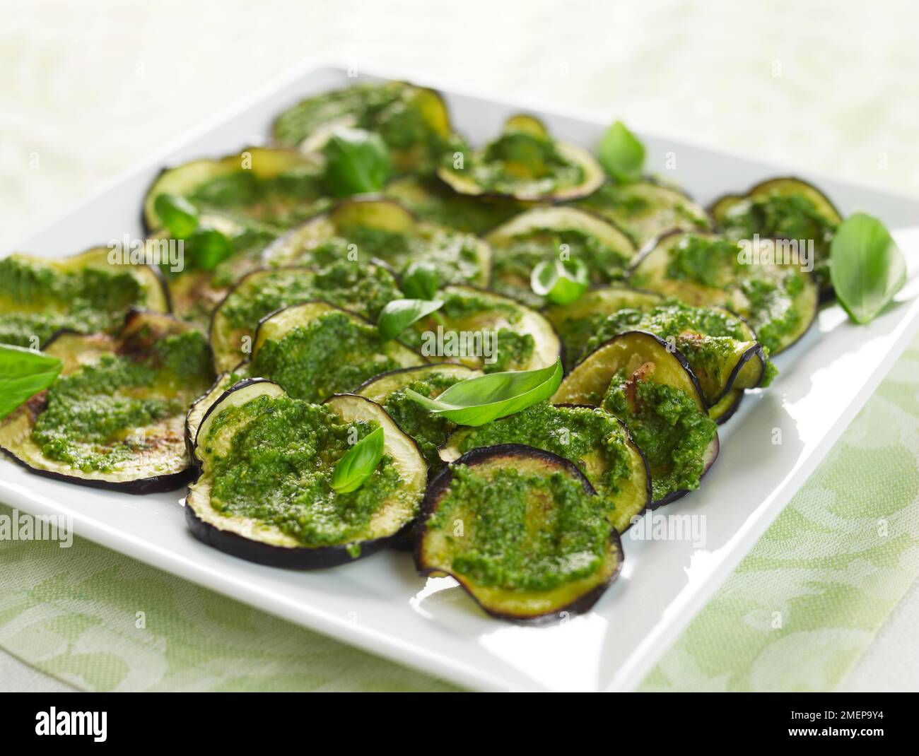 Aubergine with pesto Stock Photo Alamy