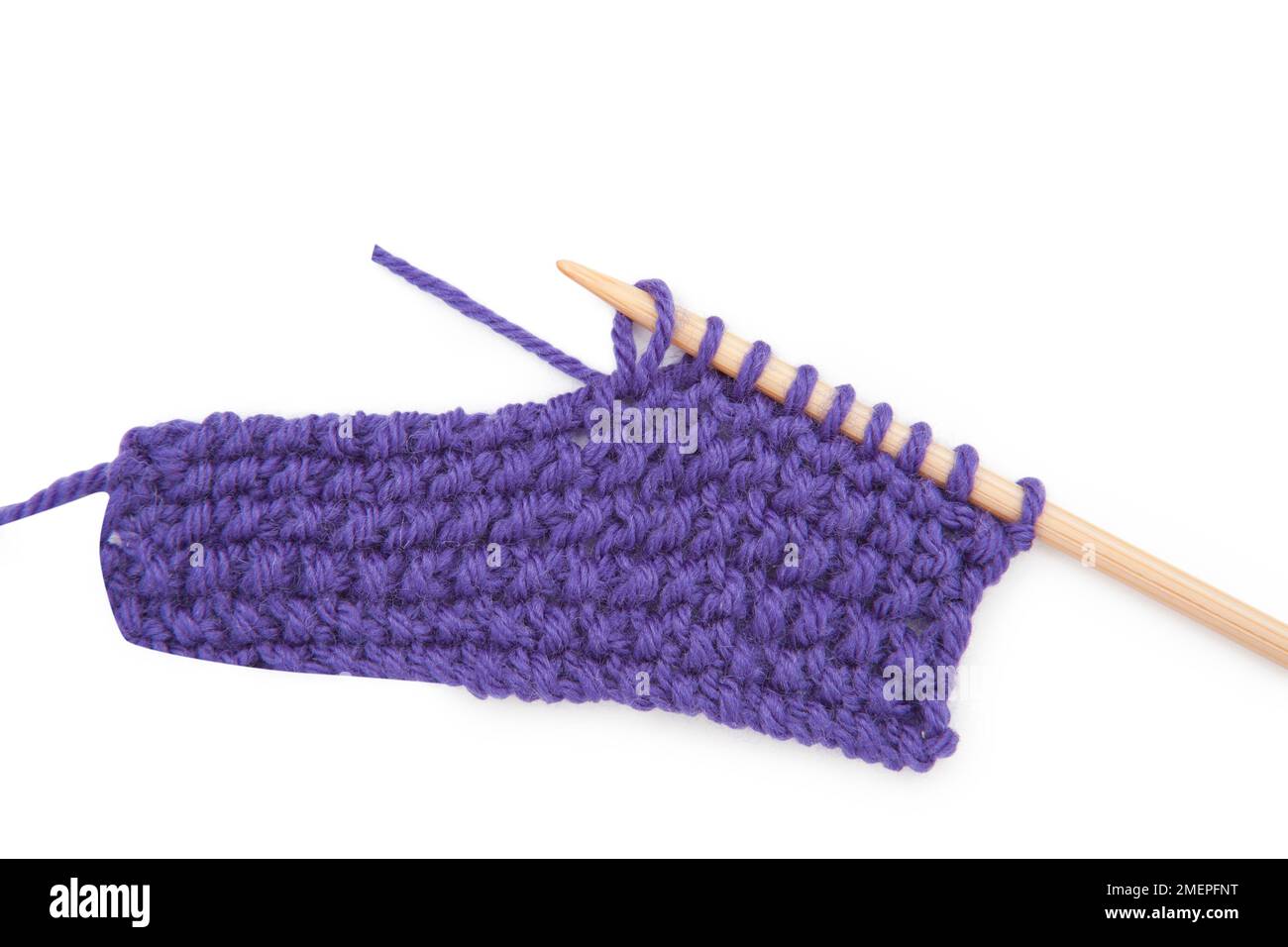 Edging cast-on knitting technique Stock Photo