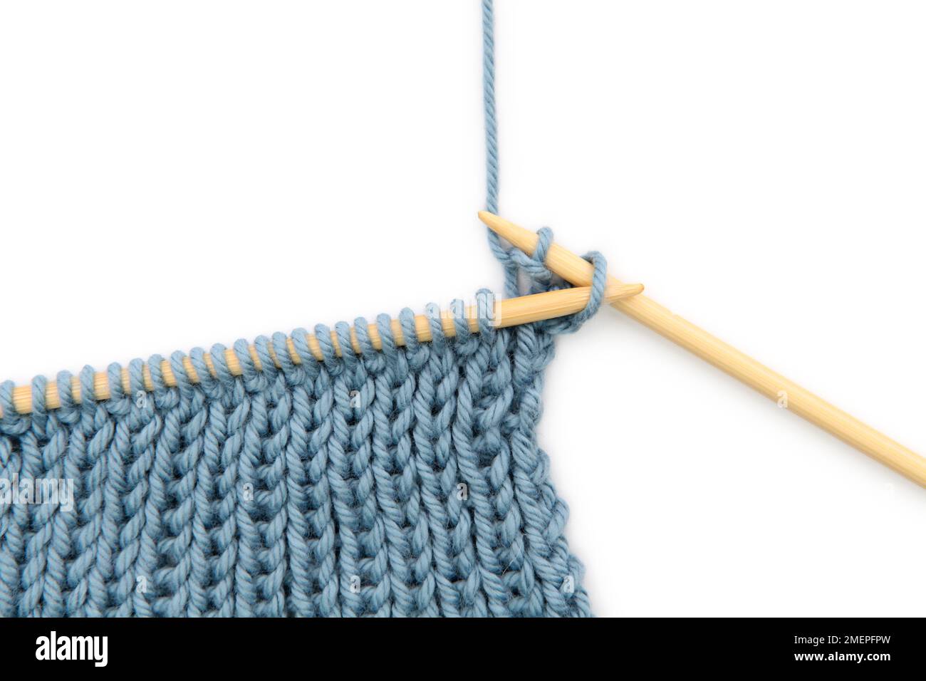 Casting off in rib effect Stock Photo Alamy