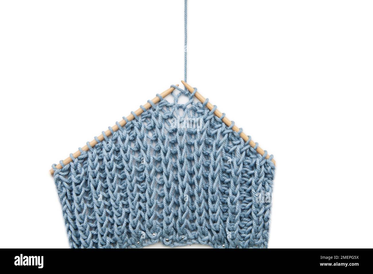 Double stitch knitting technique Stock Photo