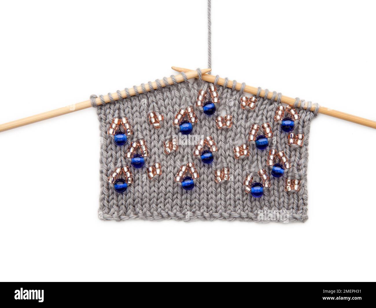 Bead loop knitting sample Stock Photo Alamy