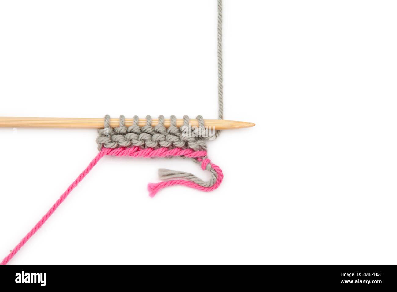 Contrast edge caston knitting technique Stock Photo Alamy