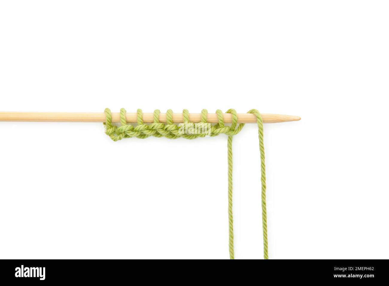 Twoneedle caston knitting technique Stock Photo Alamy