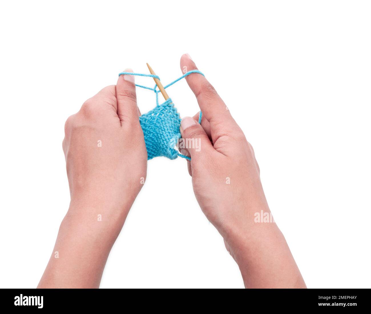 Example of castoff horizontal buttonhole knitting technique Stock