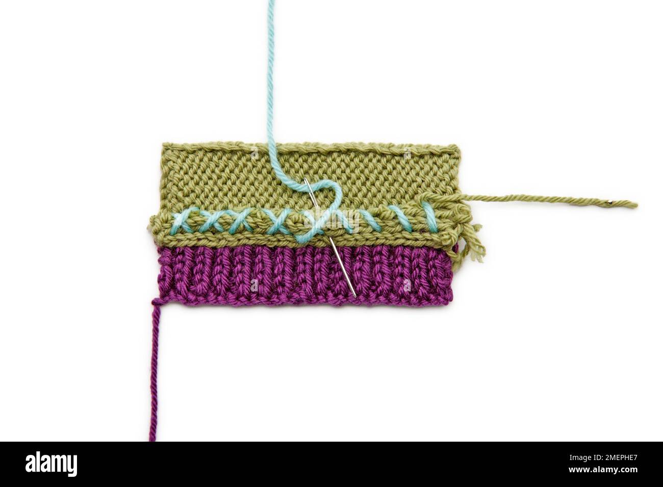 Example of cutting into knitting using steek technique Stock Photo Alamy
