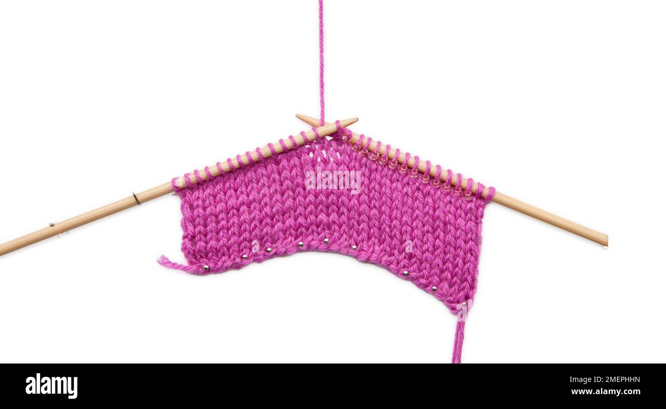 Example of close beading knitting technique Stock Photo