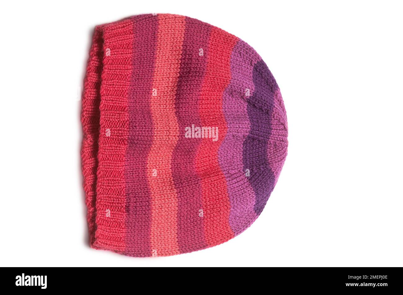 Striped rowan pure wool hat Stock Photo