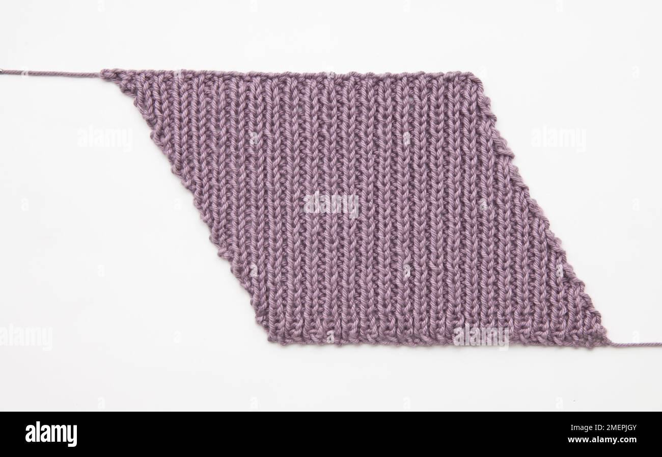 Diagonal rib stitch knitting sample Stock Photo