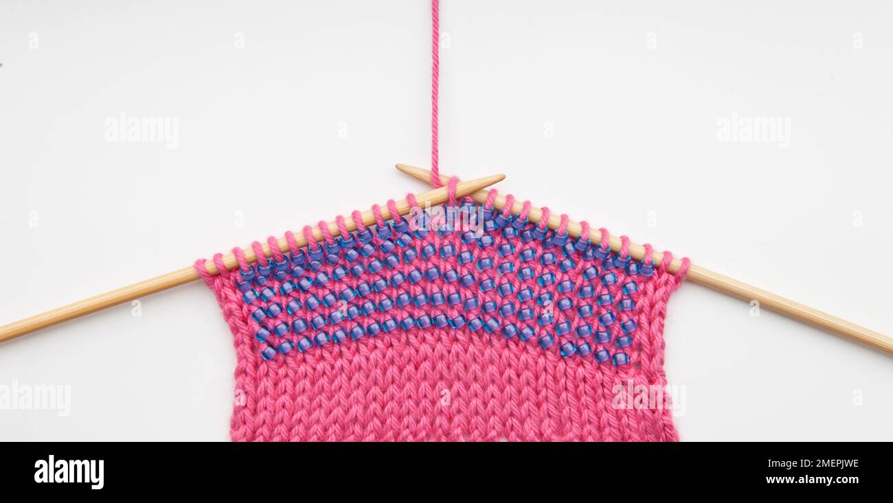 Bead knitting sample Stock Photo Alamy