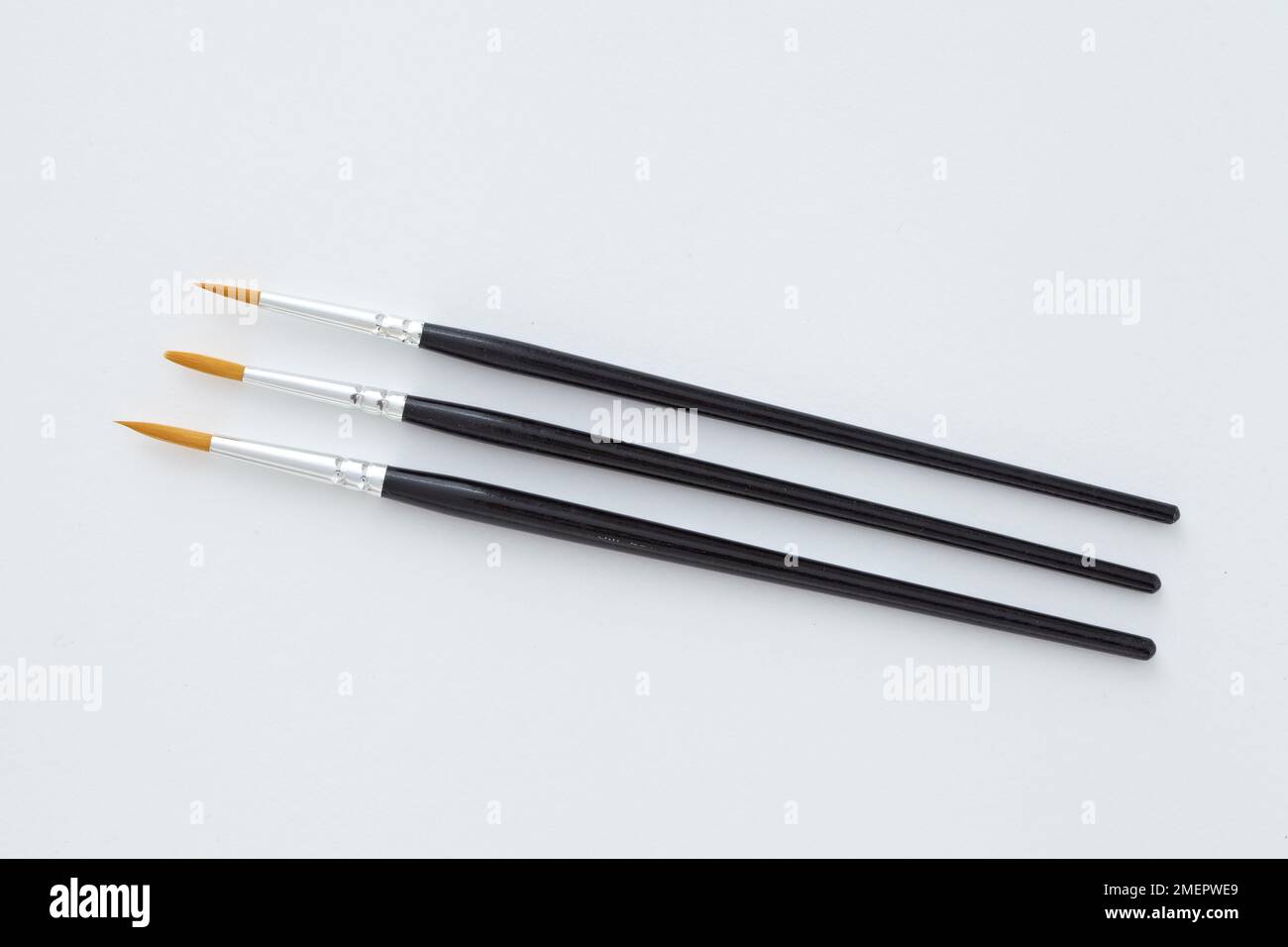 Three sable paintbrushes, closeup Stock Photo Alamy