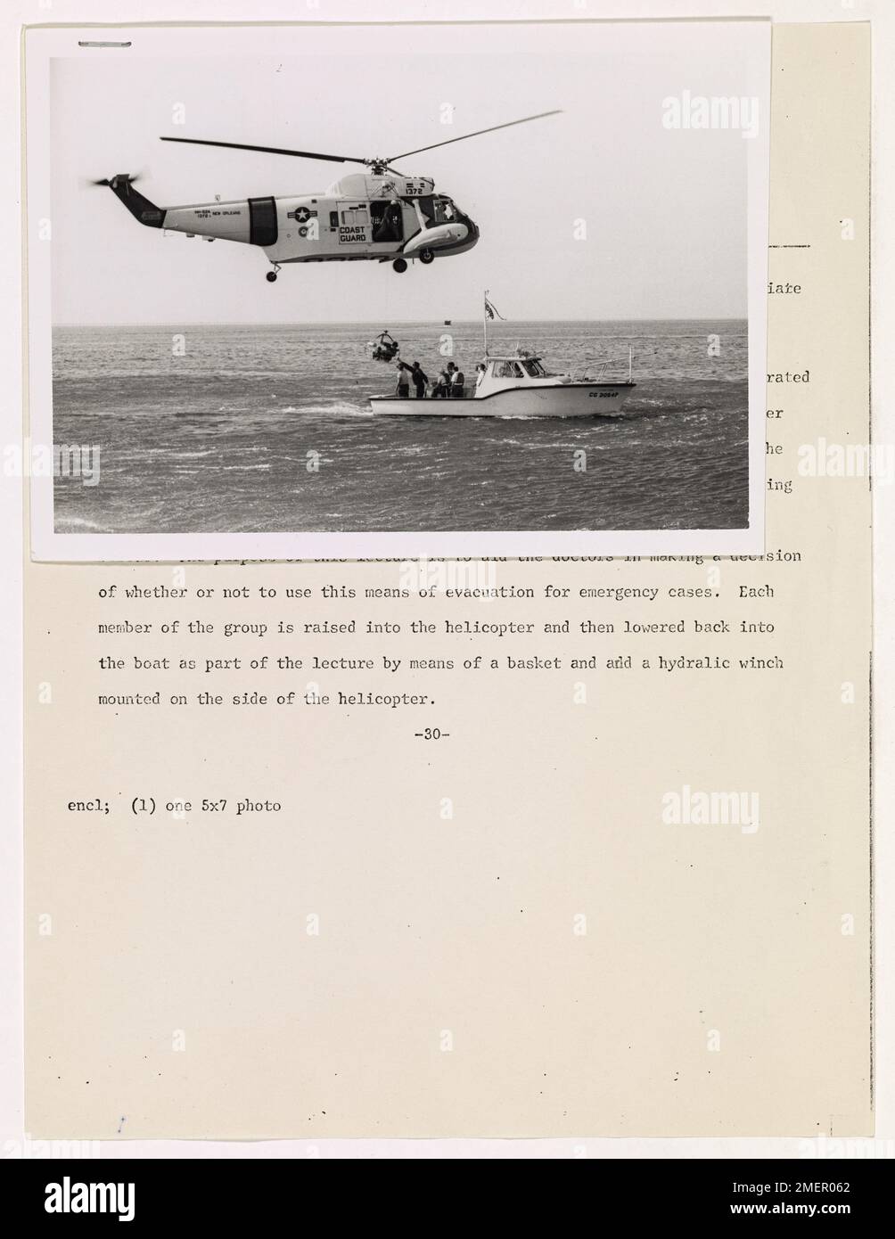 Emergency Helicopter Lift Technique. This image depicts a Coast Guard