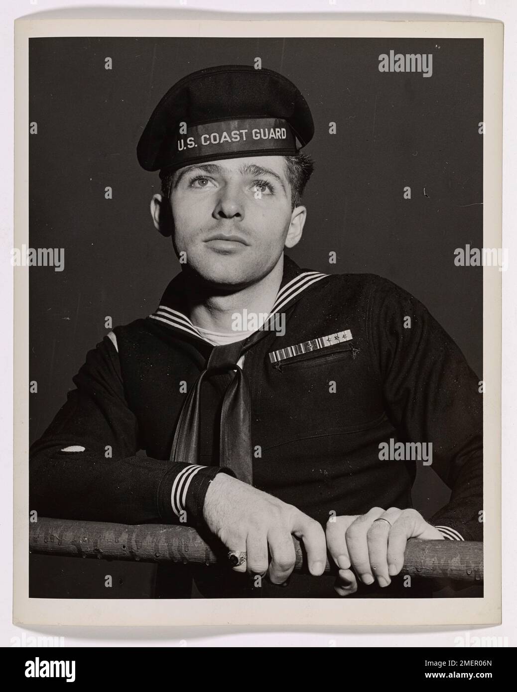 Legion nominates 'Typical Coast Guardsman'. This image depicts artwork of Coast Guard Combat Artist Bruno Figallo, photographed by the American Legion. Stock Photo