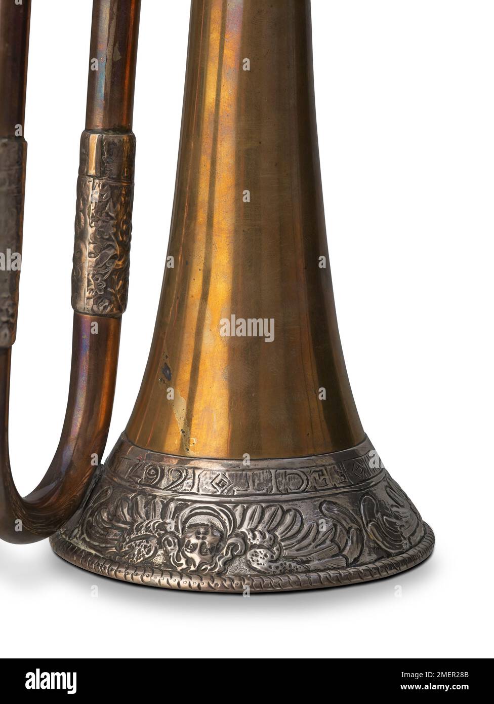 Natural trumpet in Db, made by Simon Beale, London, England, 1666 Stock Photo