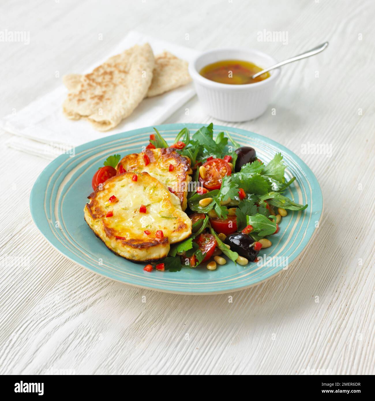 Grilled halloumi cheese salad Stock Photo Alamy