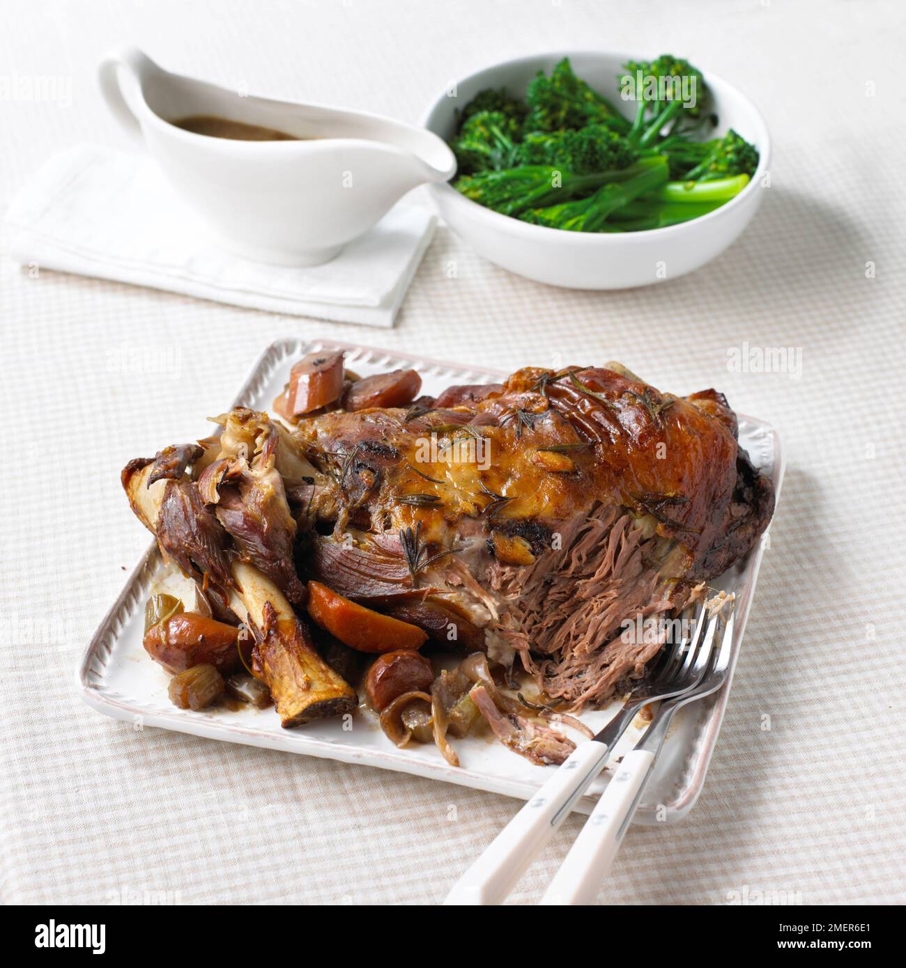 Roast shoulder of lamb Stock Photo Alamy