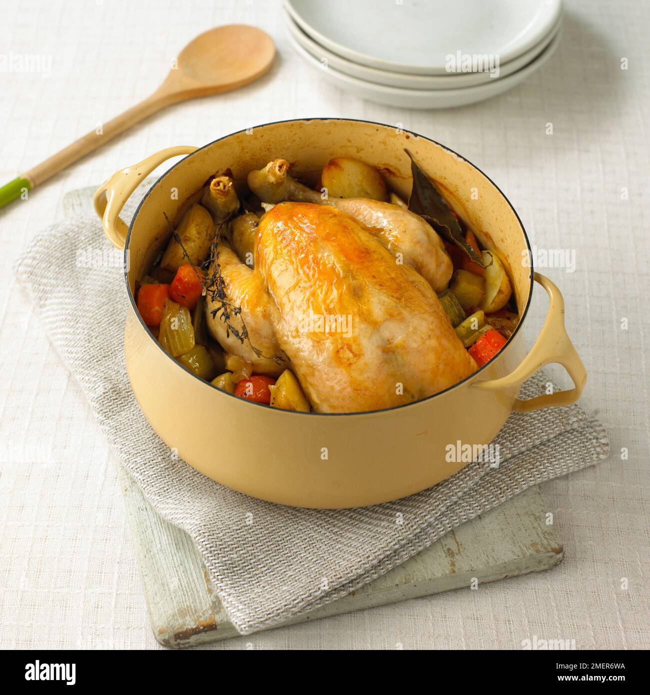 Pot roast chicken Stock Photo