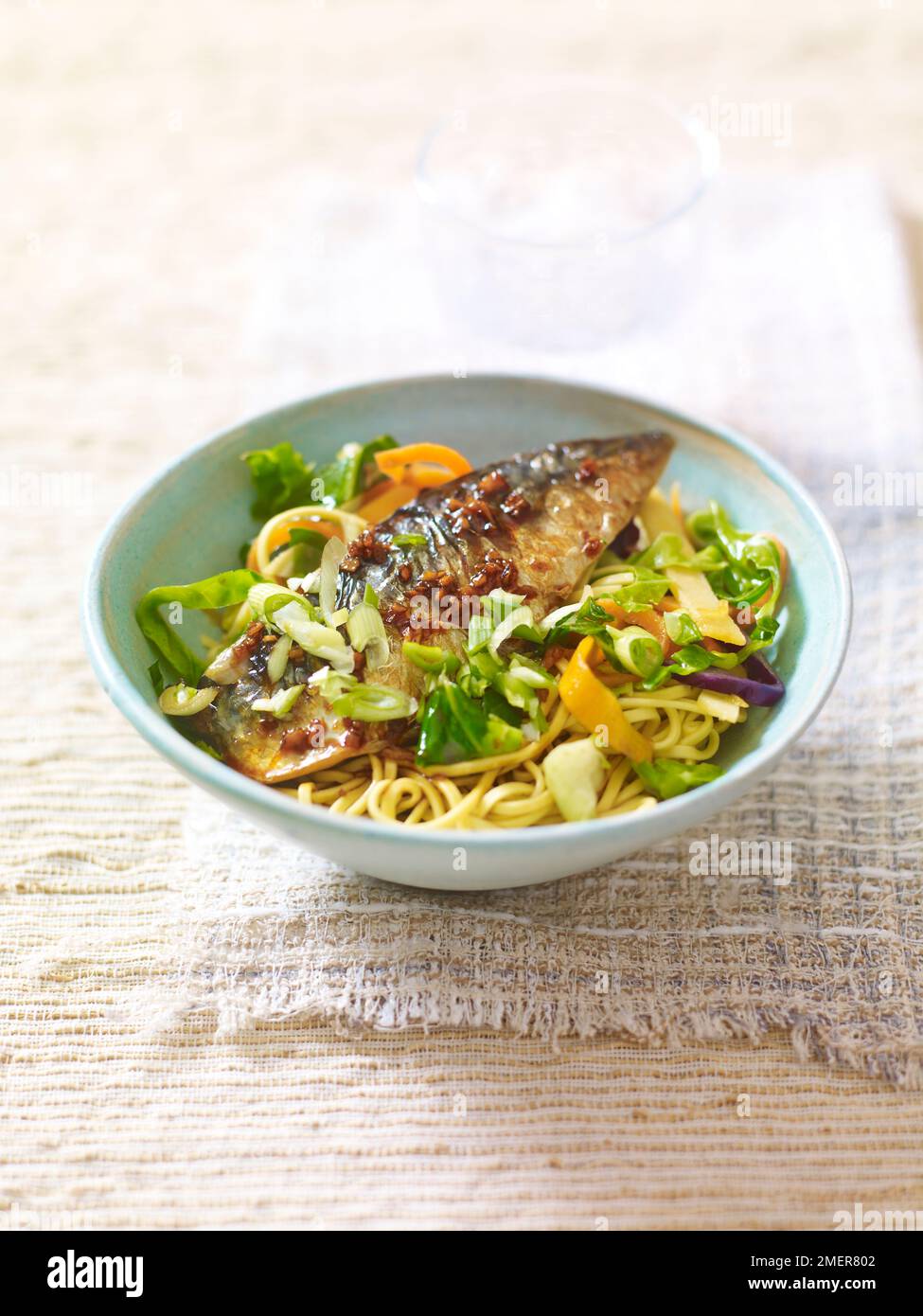 Mackerel teriyaki and noodles Stock Photo Alamy