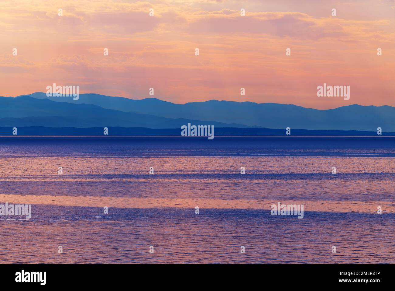 Beautiful scenic croatian coastline landscape, Adriatic sea and Kvarner gulf in morning Stock Photo