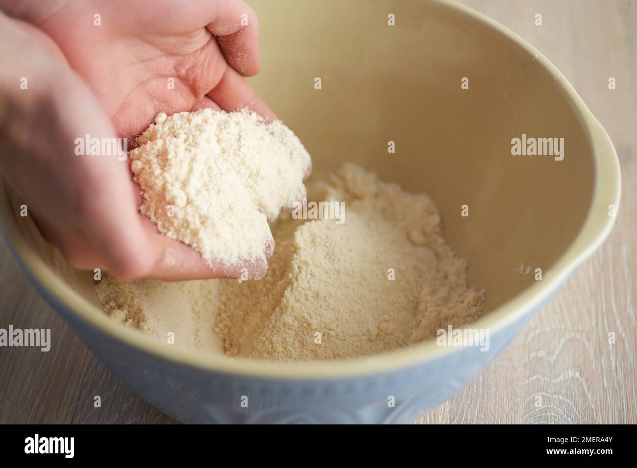Butter and flour mixed together in a blender stock photo - OFFSET