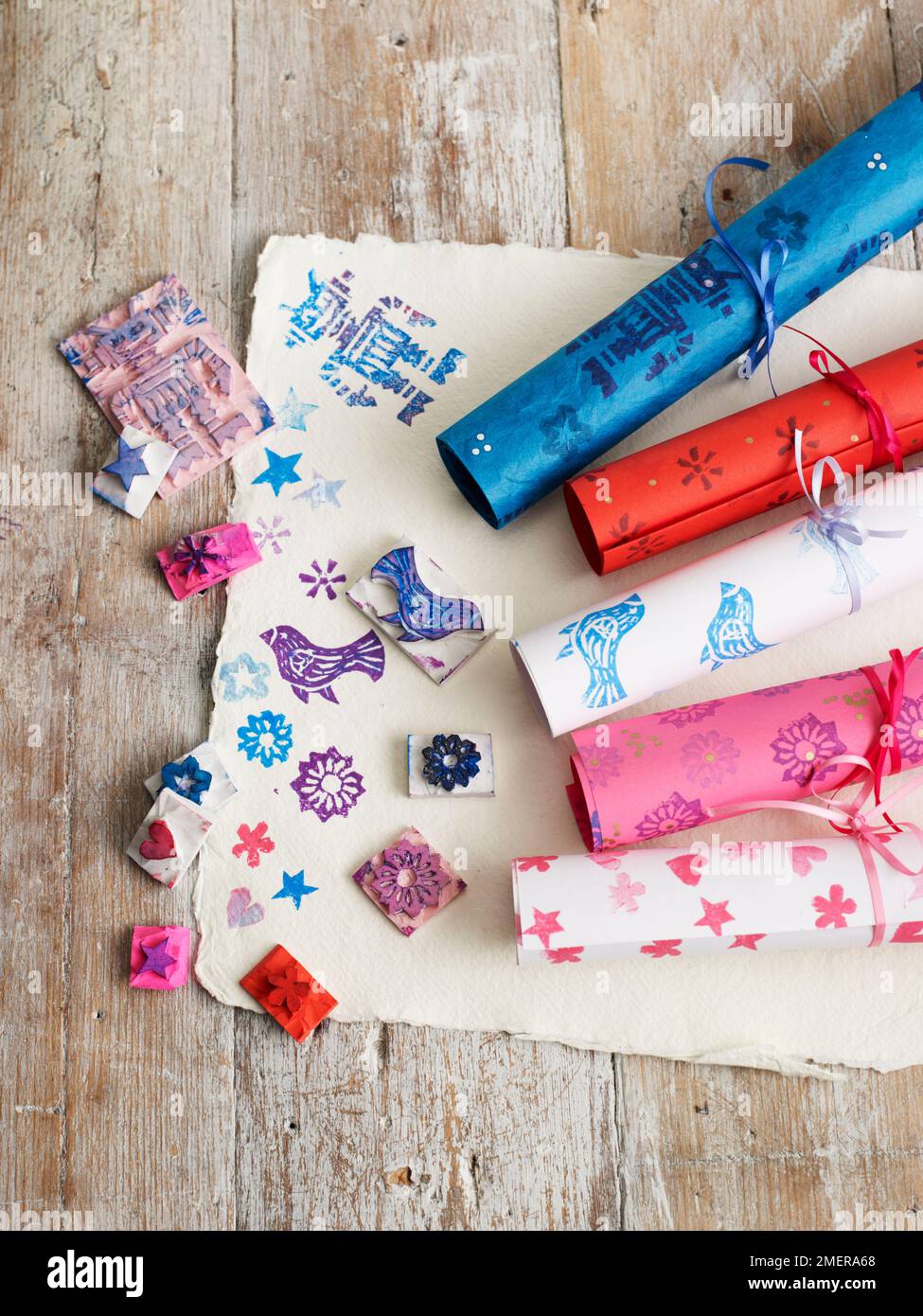 Selection of handmade patterned wrapping paper Stock Photo