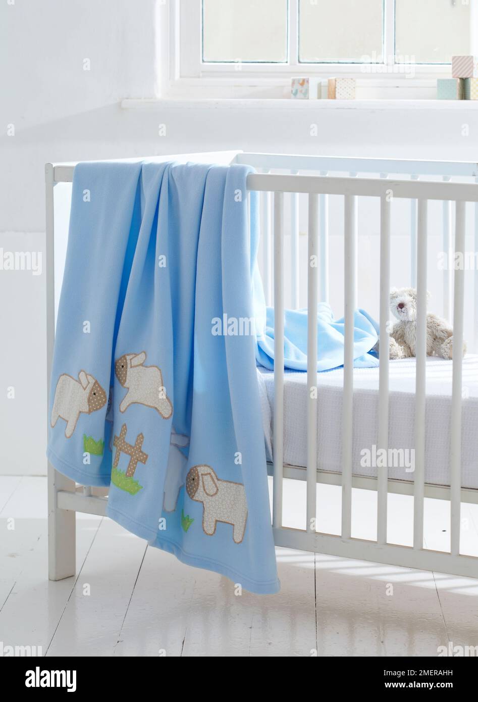 Applique blanket draped on cot Stock Photo Alamy