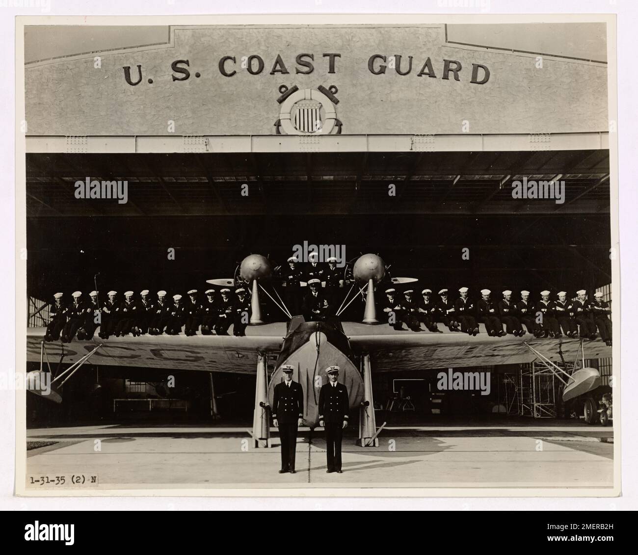 Miami Air Station, General Muster. This image depicts General Muster, Miami Air Station, Lieutenant C. B. Olsen, Commanding. Stock Photo