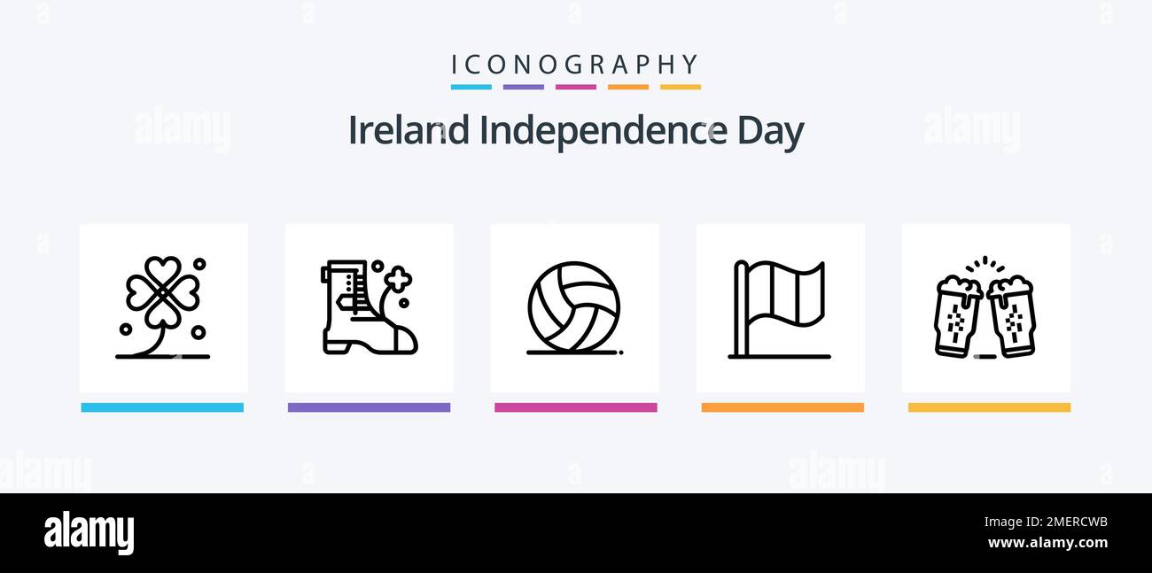 Ireland Independence Day Line 5 Icon Pack Including trumpet. instrument. hat. horn. ireland