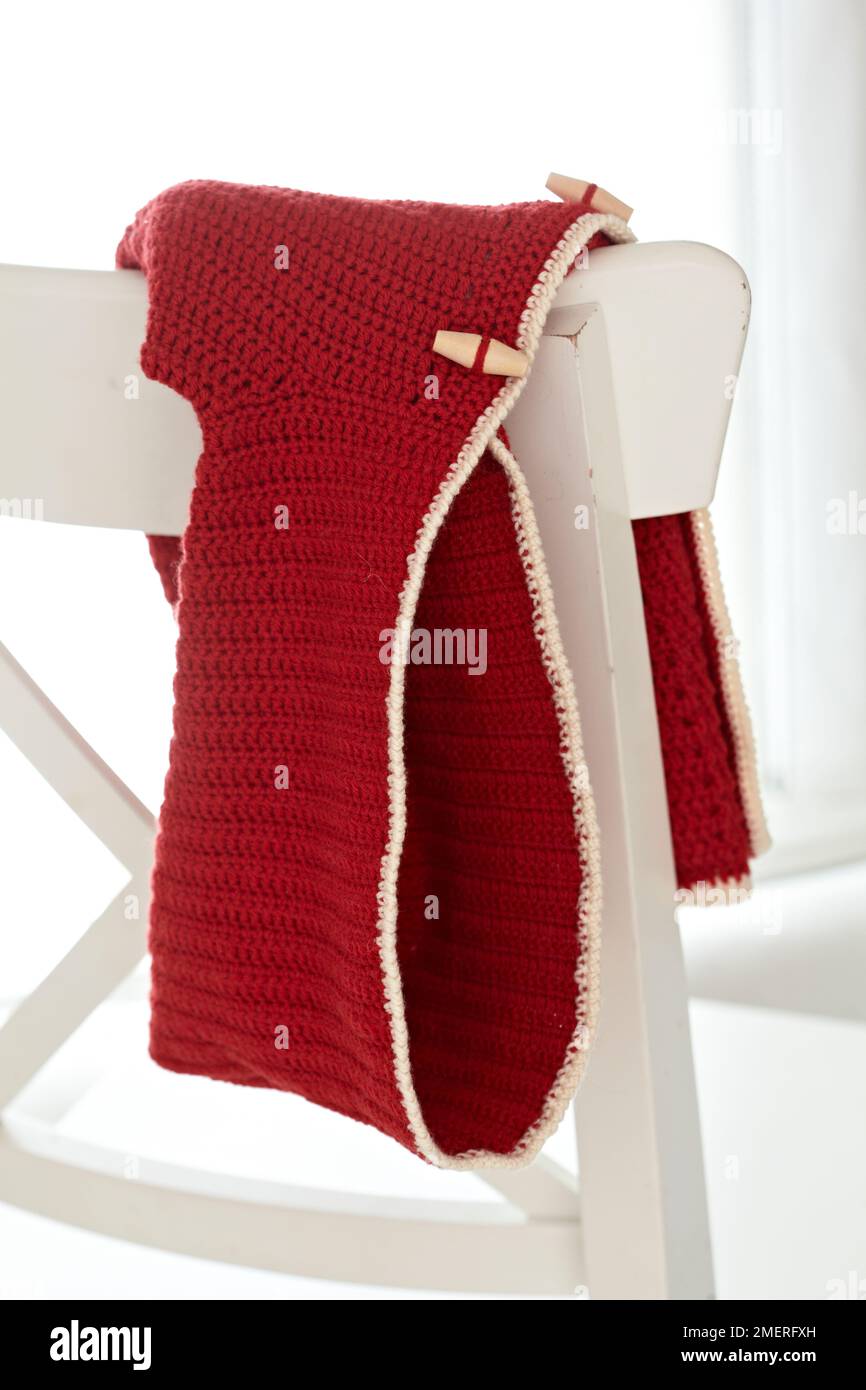 Crocheted child hoodie Stock Photo