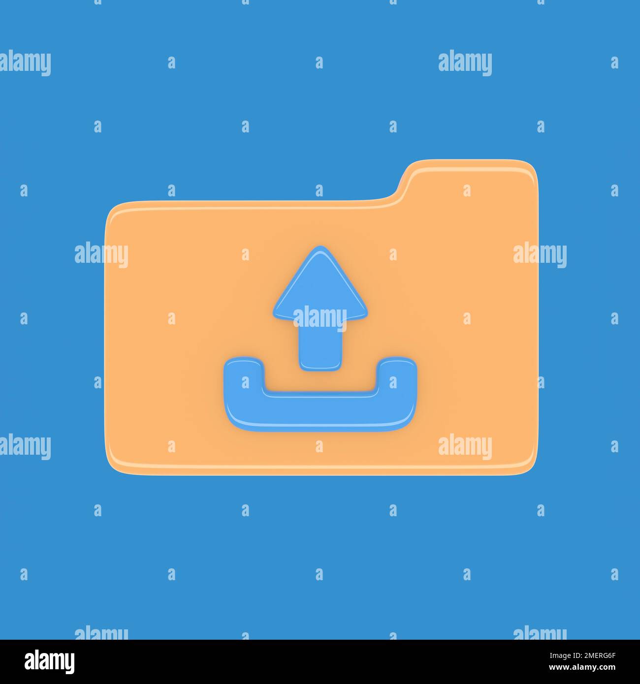 desktop interface folder upload icon isolated on blue background simple ...