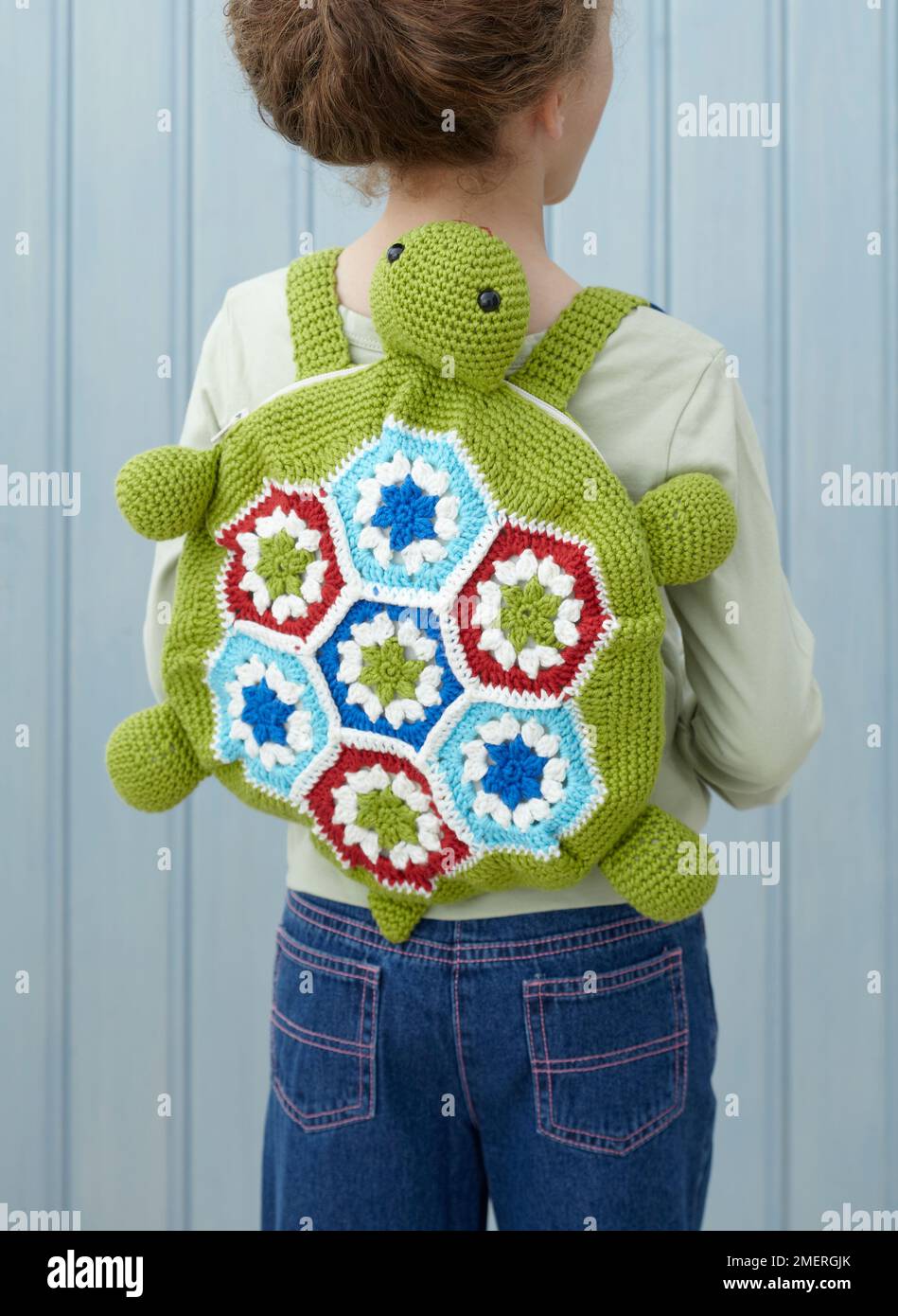 Child's crocheted turtle rucksack Stock Photo - Alamy
