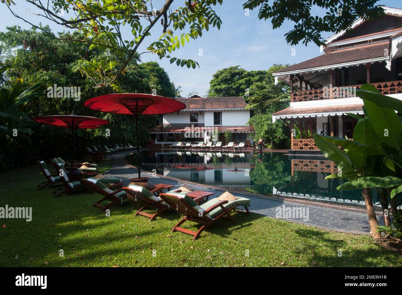 Myanmar, Yangon, The Governor's Residence hotel, pool area Stock Photo