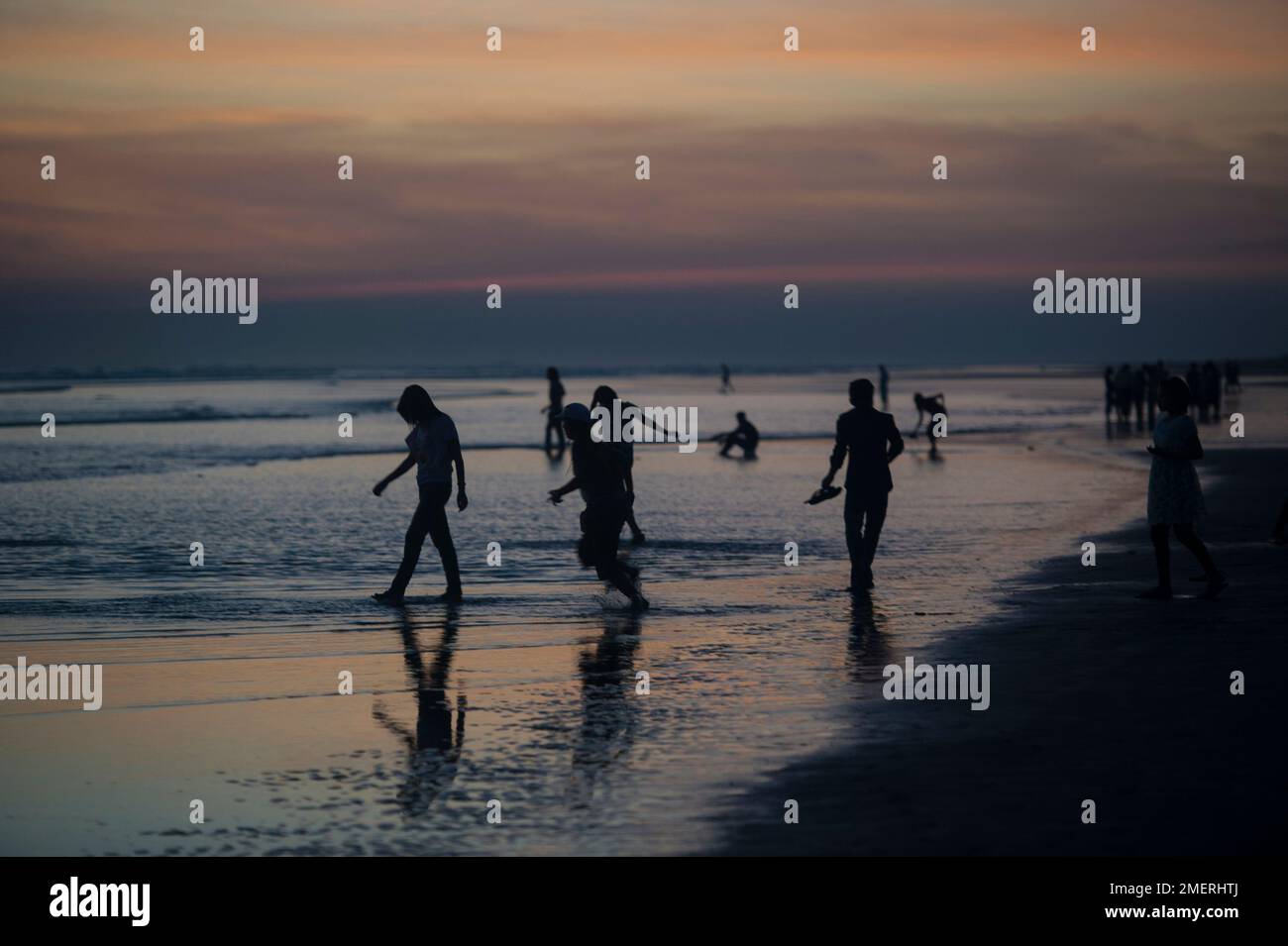 Myanmar, Western Myanmar, Sittwe, beach at sunset Stock Photo