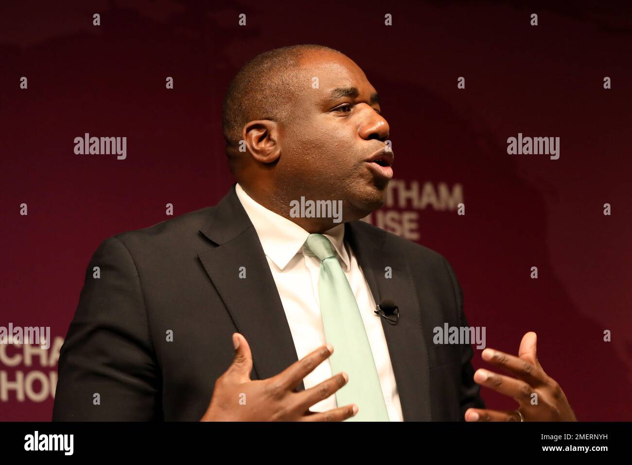 David Lammy, Labour Party shadow foreign secretary, speaking at Chatham House in London on 24 January 2023 Stock Photo