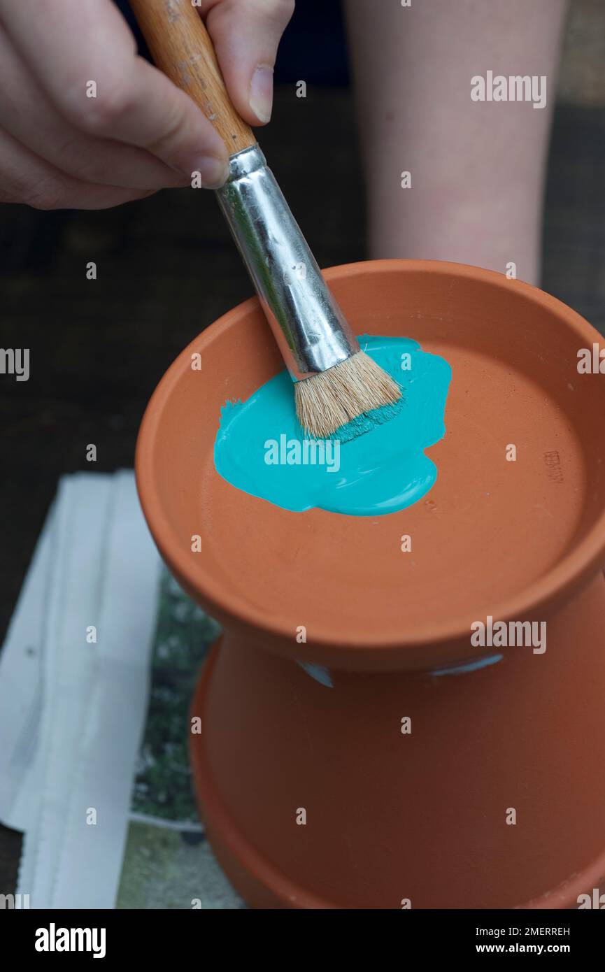 Painting drip tray blue Stock Photo