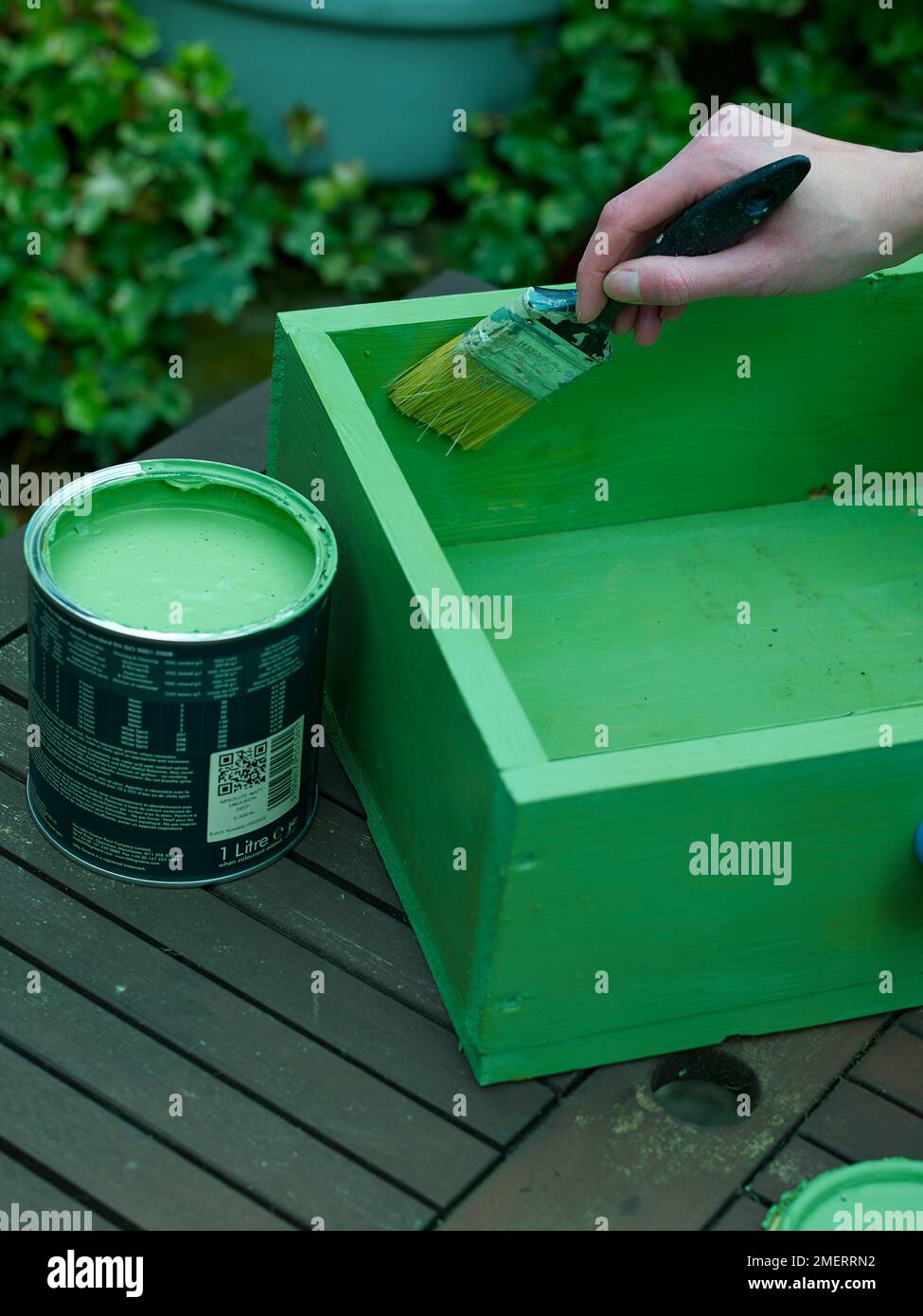 Painting vintage drawer with external paint Stock Photo Alamy