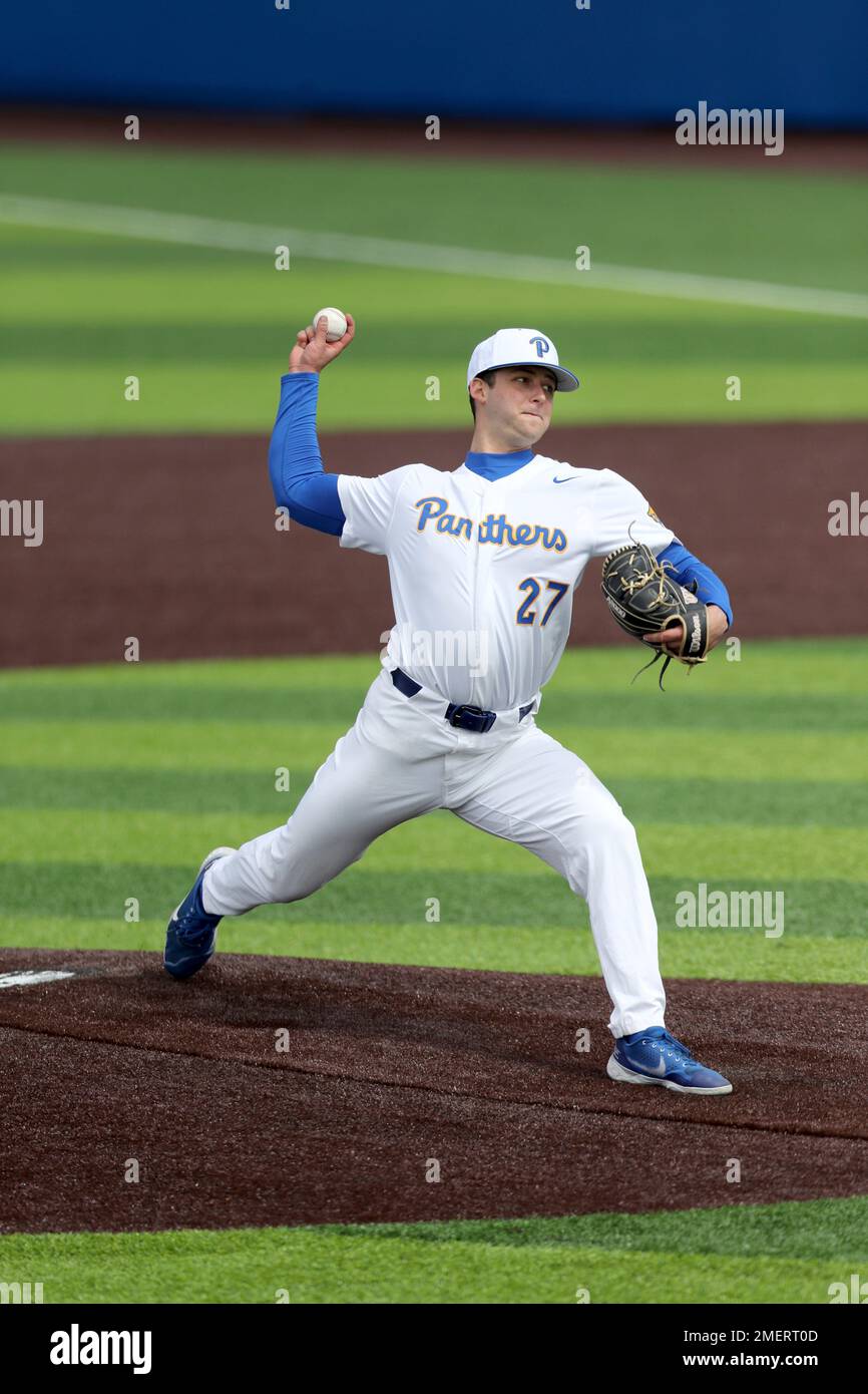 Pittsburgh's Mitch Myers 27 pitches during an NCAA baseball game