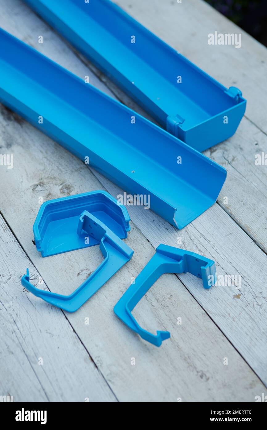 Painted guttering and brackets Stock Photo