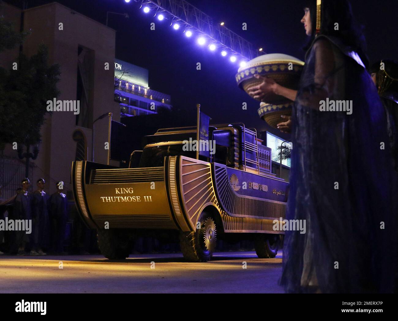 A convoy of vehicles transporting royal mummies is seen in Cairo, Egypt(00)