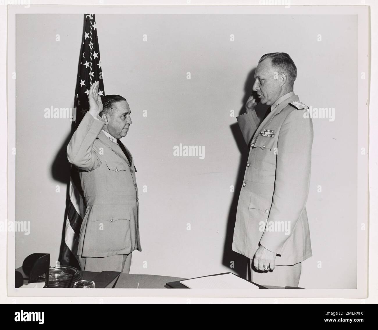 Rear Admiral Frank T. Kenner is sworn in as U.S. Coast Guard Commander, 14th District, assuming responsibility for operations in the Pacific region. Stock Photo