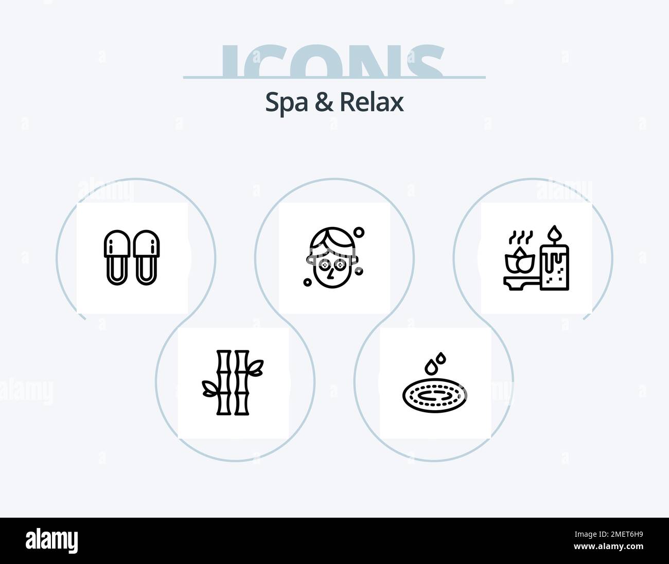 Spa And Relax Line Icon Pack 5 Icon Design. water. wellness. natural. towels. stone Stock Vector